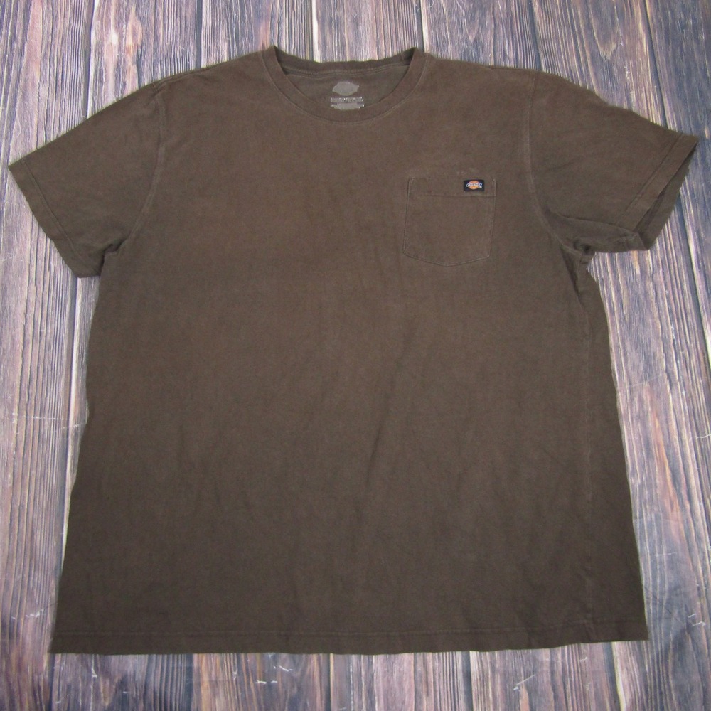 Dickies Shirt Mens 3XL Brown Pocket Workwear Crew Neck Heavyweight Cotton Tee
